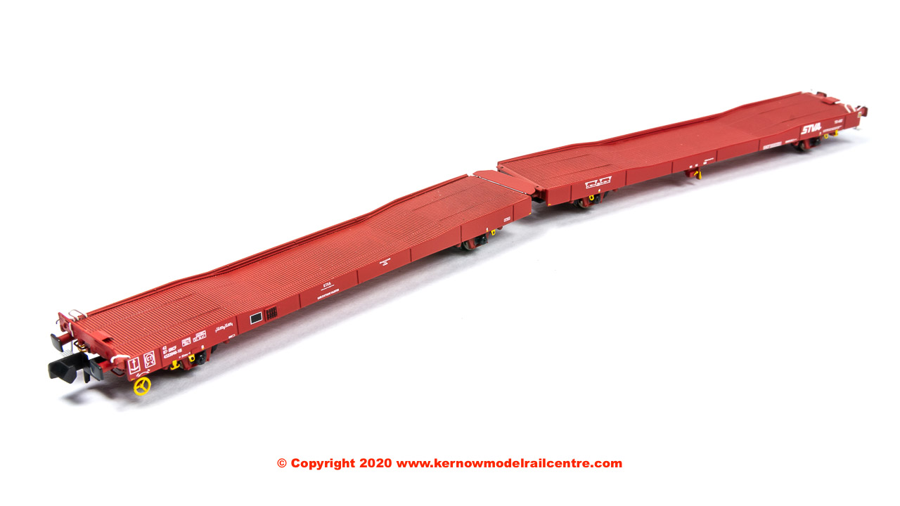N-IPA-111A Revolution Trains IPA Single-deck Car Carrier Twin Set - flat In STVA Red Livery